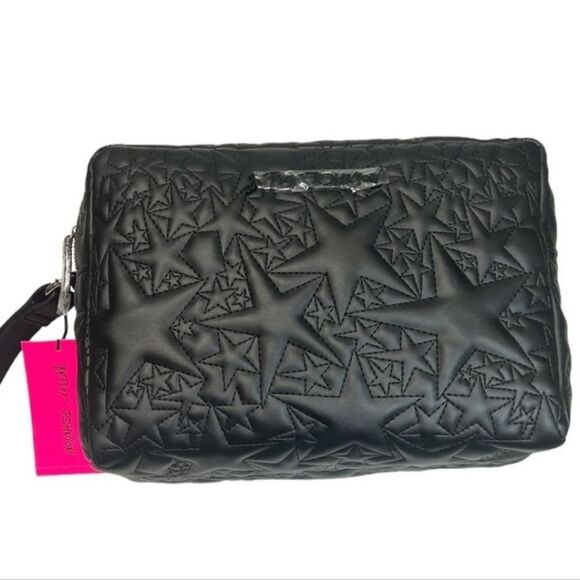 Betsey Johnson Stars Quilted Cosmetic Case- Black - Picture 2 of 11